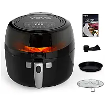 Fritadeira Elétrica Air Fryer 6.5L com 7 Programas e Temporizador, 110V 1350W, VQVG, Preta