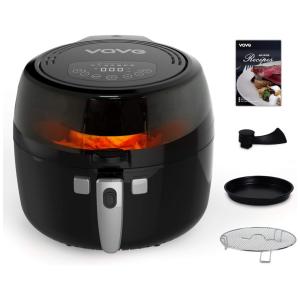 Fritadeira Elétrica Air Fryer 6.5L com 7 Programas e Temporizador, 110V 1350W, VQVG, Preta