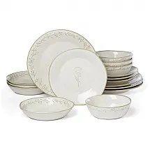 Aparelho de Jantar Lenox Homespun 16 Peças Grés Branco Serviço para 4 Impressões de Cardos
