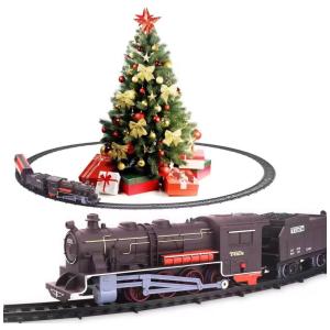 Conjunto de Trem Trenzinho Elétrico Escala 187, 2 Árvores e 12 Trilhos, LEYI, Marrom