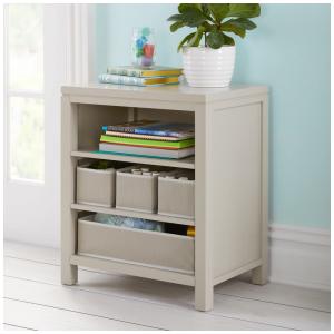 Estante Infantil de Madeira Martha Stewart Cinza com 3 Prateleiras e 4 Cestos Reforçados, Organizador G77203