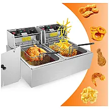 Fritadeira Elétrica Dupla Profissional 12 Litros de Capacidade, Aço Inoxidável, 110V 3000W, KGK