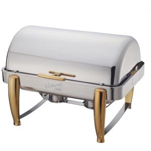 Rechaud Retangular 8 L em Aço Inoxidável com Detalhes Dourados, Winco