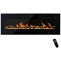 Lareira Elétrica de Embutir A45x127L com Controle Remoto e Digital, Luz LED, Chama Ajustáve, 110v, EASE WAY 50, Preto
