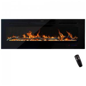 Lareira Elétrica de Embutir A45x127L com Controle Remoto e Digital, Luz LED, Chama Ajustáve, 110v, EASE WAY 50, Preto