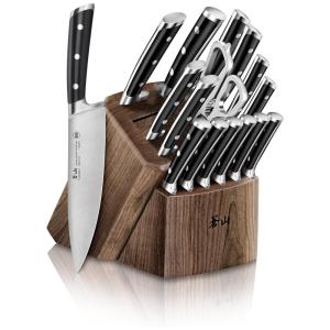 Conjunto de Facas em Aço Inoxidável com Bloco de Bancada, 17 Peças, CANGSHAN 1020885, Preto