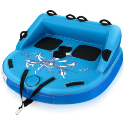 Boia Rebocável Aquática para 2 Pessoas com Estilo Sofá com Drenagem e Pontos de Reboque Duplos, Goplus, Azul