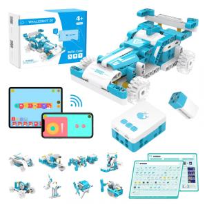 Kit robô de programação 21 em 1 WhalesBot D1 STEM para crianças 4+ com 280 peças e controle via app Bluetooth