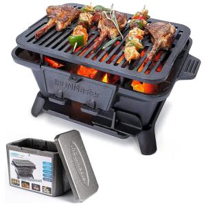 IronMaster CI 1608 Churrasqueira a Carvão Portátil e Compacto serve até 4 Pessoas, Preta