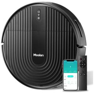 Aspirador de Pó Robô Moolan com Controle Remoto e Conexão WI FI, 110V, Preto