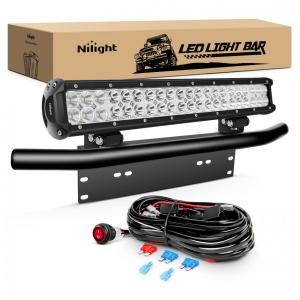 Barra LED Off Road Luz Branca para Caminhões SUV, ATV E UTV, IP67 12V 24V, 126W, 2Un, Nilight, Preto