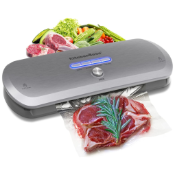 Seladora a Vácuo, Automática, Secos, Úmidos, LED, Aço Inox, 110v, KITCHENBOSS A01G210 US, Prateado