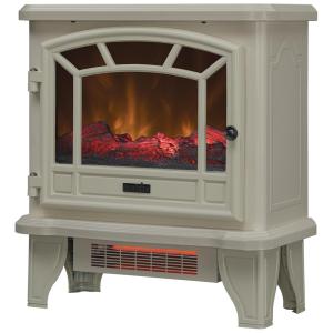 Lareira Elétrica Portátil Infravermelho com Efeito de Chamas Realista e Controle Remoto, 110V 1500W, Duraflame, Creme