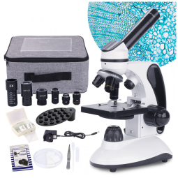 Microscópio Monocular 40X 2000X com Iluminação LED para Adultos com Estojo de Transporte, BEBANG
