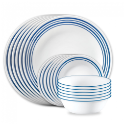 Aparelho de Jantar Corelle Vitrelle 18 Peças para Servir 6 Pessoas, Resistente a Rachaduras,Modelo Laila