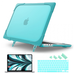 Capa Rígida Batianda MacBook Air 13,6" Azul Claro – Modelos A2681, A3113, A3240 com Suporte Dobrável e Proteção Completa