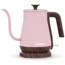 Chaleira Elétrica Keebar 1L em Aço Inoxidável com Controle de Temperatura, 110V 1000W, Creme