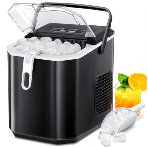 Máquina de Gelo Portátil com Capacidade para 11 kg em 24H, Autolimpeza, Cesta e Colher de Gelo, 110V, Xbeauty, Preta