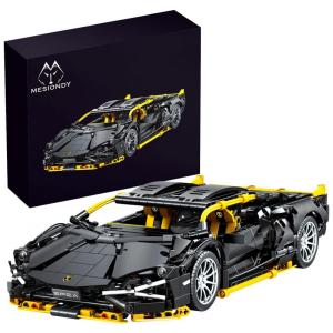 Kit de Construção Carro de Corrida, 1254 Peças, Colecionável, MESIONDY, Preto