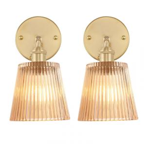 Arandela de parede vintage Shenmoyl kit 2 peças listras âmbar latão ajustável LED E26 120V