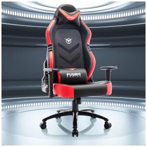Cadeira Gamer Ergonômica Reclinável e Giratória com Apoio Lombar e Cabeça, FUQIDO, Vermelho