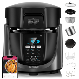 Fritadeira Elétrica Air Fryer e Panela de Pressão 450 em 1, 5,6 Litros com Sonda de Temperatura Digital e Tecnologia de Segurança Sure-Lock