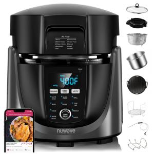 Fritadeira Elétrica Air Fryer e Panela de Pressão 450 em 1, 5,6 Litros com Sonda de Temperatura Digital e Tecnologia de Segurança Sure-Lock