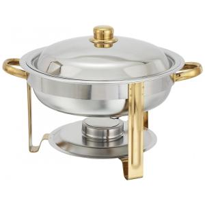 Panela Rechaud 4 L Redonda em Aço Inoxidável com Queimador Winco 203