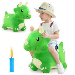 Brinquedo de Pelúcia Triceratops Saltitante para Crianças Acima de 3 Anos, iPlay, iLearn, Verde