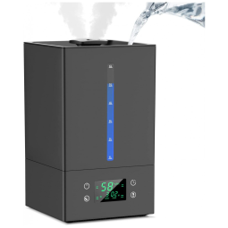 Umidificador Ultrassônico Portátil WOAEDMBY 6 Litros até 50H e Giratório em 360 , 110V, Preto Brilhante