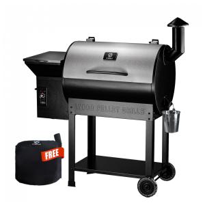 Churrasqueira á Pellet de Madeira 8 em 1 com Controle Automático de Temperatura e Superfície de Cozimento Total 697 cm2, Z Grills, Prata