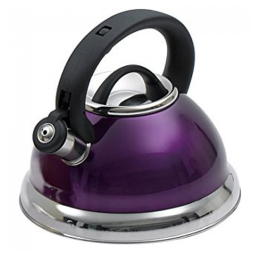 Chaleira de Chá 2.5L em Aço Inoxidável com Apito, Roxa, KITCHEN WORKS, Violeta