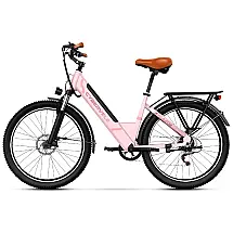 Bicicleta Elétrica Cybervelo EK2 1500W, Autonomia 128 km, Suspensão Completa, Freios a Disco, LCD, 7 Velocidades, Aço Rosa