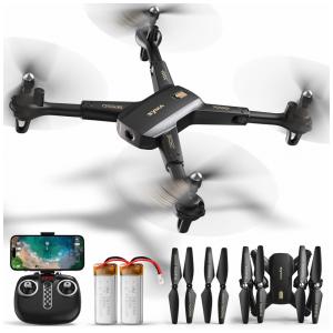 Drone Profissional com Câmera 1080P FPV, Controle Remoto e 2 Baterias para Adultos, SYMA, Preto
