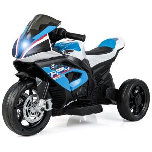 Moto Elétrica Infantil 1 Assento com 3 Rodas e Luz LED, 12V, HONEY JOY BMW, Azul