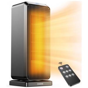 Aquecedor Elétrico Portátil Oscilante com Termostato e Controle Remoto, 110V 1500W, ZMIRNE, Preto