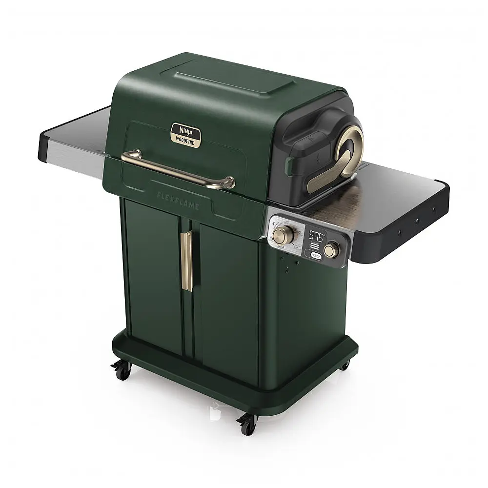 Grill Ninja FlexFlame PG301GN 5-em-1 Verde Defumador Elétrico e Gás 3 Queimadores