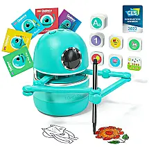 Robô Educativo Inteligente Fala, Ensina a Desenhar, Ortografia, Matemática, 4, LANDZO QUINCY, Azul turquesa