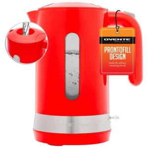 Chaleira Elétrica de 1.8L com Desligamento Automático, 1500W, 110v, OVENTE KP413R, Vermelho