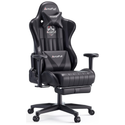 Cadeira Gamer Ergonômica Reclinável com Apoio para os Pés, AUTOFULL, Preto