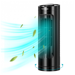 Ventilador de Mesa sem Lâmina com 3 Velocidades, Oscilações de 70, Portátil e Compacto, 110V, VIVOSUN 13, Preto