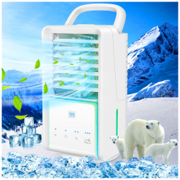 Climatizador Portátil 4 em 1 com 3 Velocidades e 7 Luzes Coloridas, Humutan, Branco