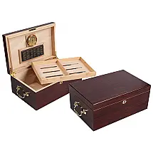 Umidificador de Charutos Prestige Import Group Monte Carlo Humidor de Mesa Cedro Espanhol 120 Charutos 38 cm Cherry Escuro