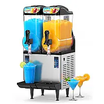 Máquina de Slush Raspadinha GSEICE 36L Comercial Duplo Tanque Inox Prata 5-em-1