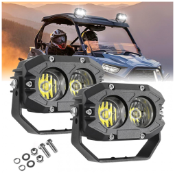 Farol de Milha LED Off Road com 9600 Lúmens e Luz Branca a Prova de Água IP68 12V 24V, 80W, 2Un, BraveWAY 915Z US