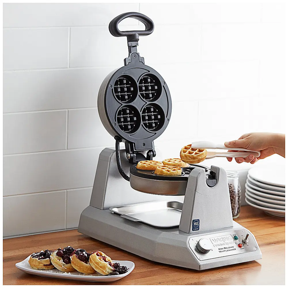 Waring WMB400X Máquina de Waffles Belga Mini 110V 1200W 100 Waffles/Hora