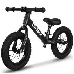 Bicicleta sem Pedal com Assento Ajustável e Pneus Pneumáticos para Crianças de 2 a 6 Anos, Birtech, Preta
