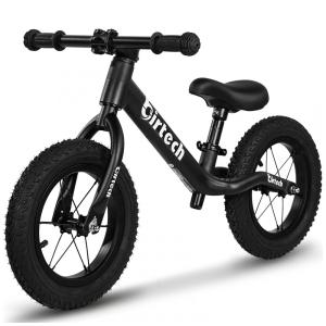 Bicicleta sem Pedal com Assento Ajustável e Pneus Pneumáticos para Crianças de 2 a 6 Anos, Birtech, Preta