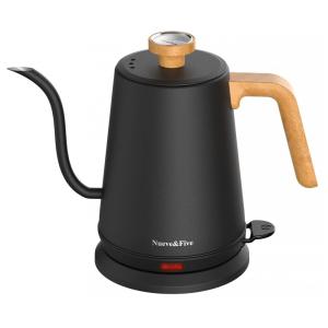 Chaleira Elétrica 1L com Termômetro e Desligamento Automático, Aço Inoxidável, 110V 1000W, NueveFive, Preta