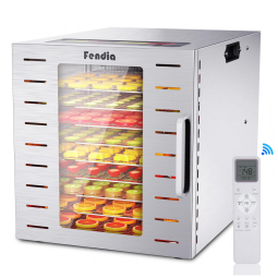 Desidratador de Alimentos para Jerky, 9 Bandejas de Aço Inoxidável, 800W com Controle Remoto, Temporizador de 24H e Controle de Temperatura